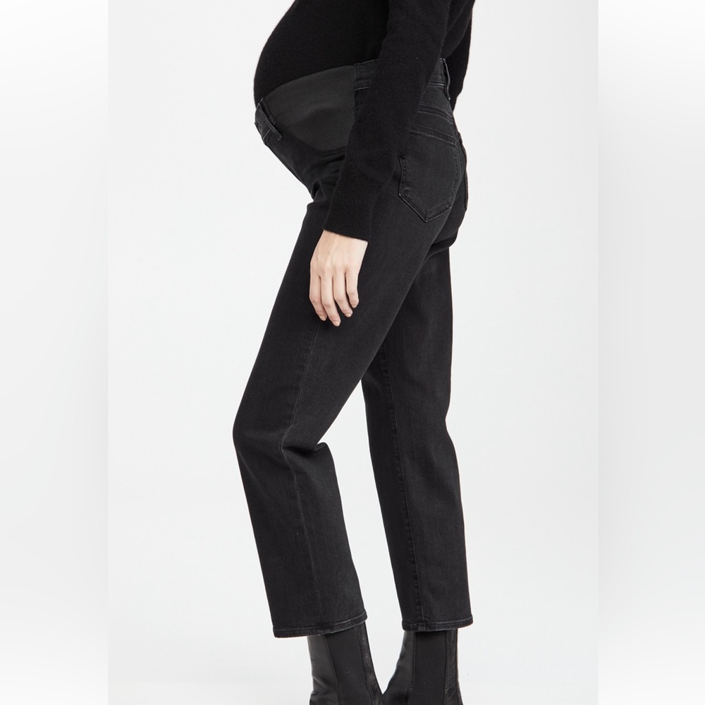 Paige Noella Straight Maternity Jeans in Black Willow